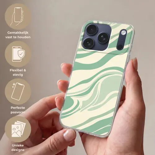 Organische lijnen - Mintgroen - Marmer Telefoonhoesje iPhone 17 Pro klein -sfeer3_NL