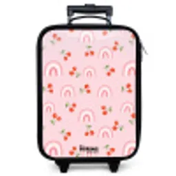 Roze met regenboog en kersen patroon Kinderkoffer - Zwart klein -zzz_website3d