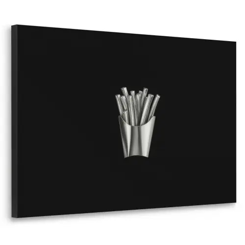 Frietjes - Futuristisch - Zilver Textielframe zwart klein -3d