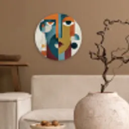 Geometrisch - Strakke vormen - Kleurrijk Wandcirkel kunststof plaat 5mm dik klein -sfeer1