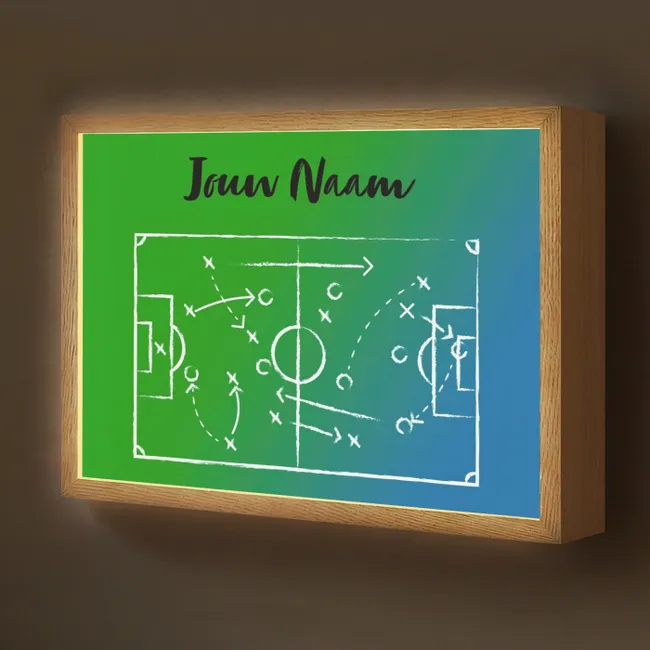 Lightbox - Wandlamp kinderkamer met naam - Voetbal - Tactiek - Spel - Groen - Blauw