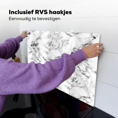 Marmer - Zwart - Dramatisch - Wit Inductie beschemer met haakjes klein 777 -ky-ophangen-nl