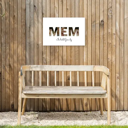 Mem - Lettercollage Tuinposter op houten frame 2 cm dik klein -sfeer4
