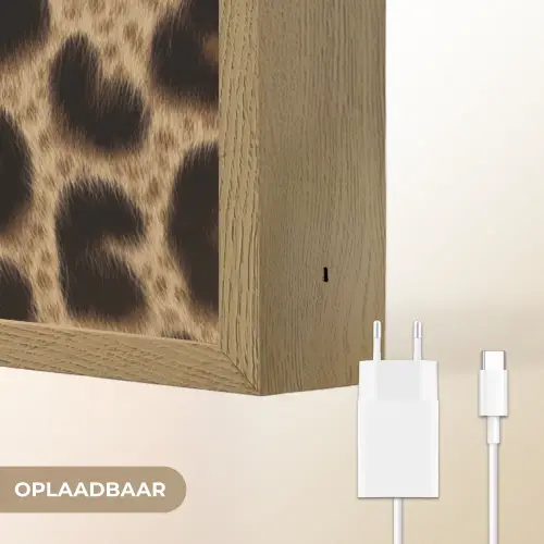 Luipaardprint - Bruin - Courage - Sierlijk Light Box met batterij (Wandlamp) middel -USP_websiteoplaadbaarNL