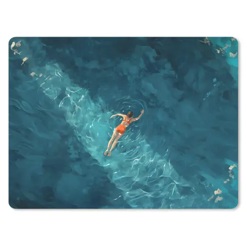 Vrouw - Water - Bikini - Oranje muismat rubber klein -3d