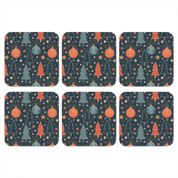 Illustratie - Kerst - Symbolen - Blauw onderzetter kurk middel 366 -3d