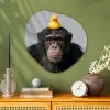 Chimpansee - Badeend - Grijs Wandcirkel Organisch Aluminium middel -sfeer2