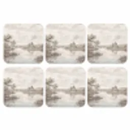 Landschap - Water - Natuur - Sepia onderzetter kurk middel -3d
