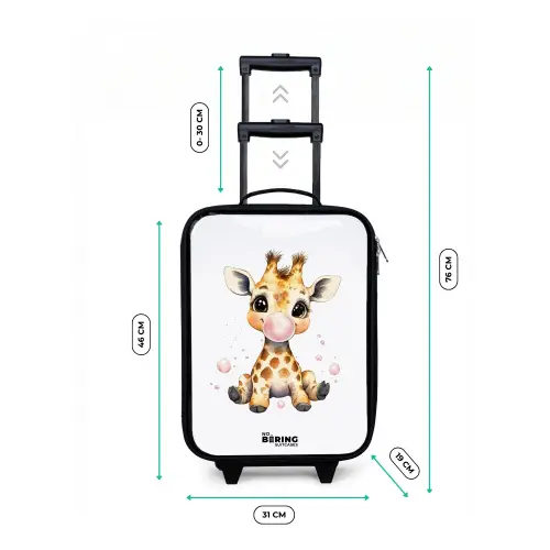 Giraffe met roze kauwgombal Kinderkoffer - Zwart klein -productfoto_formaten