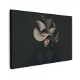 Zwarte - Hoed - Vrouw Tuinposter op houten frame 2 cm dik klein -3d