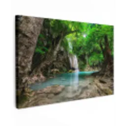 Jungle - Waterval - Planten - Water - Natuur Tuinposter op houten frame 2 cm dik klein -3d
