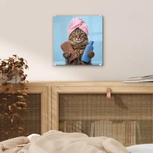 Kat - Handdoek - Washand - Zeep plexiglas 5mm klein -sfeer4