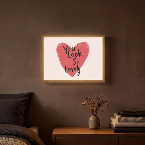 Hart - Rood - Valentijn Light Box met batterij (Wandlamp) middel -sfeer4