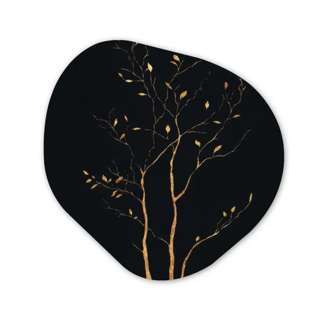 Takken - Blaadjes - Zwart Wandcirkel Organisch Forex 3mm klein -3d