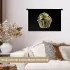 Cupcake - Eten - Goud - Zwart Wandkleed katoen klein -sfeer1