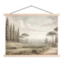 Vallei - Tuin - Natuur - Groen textielposter latten blank klein -3d
