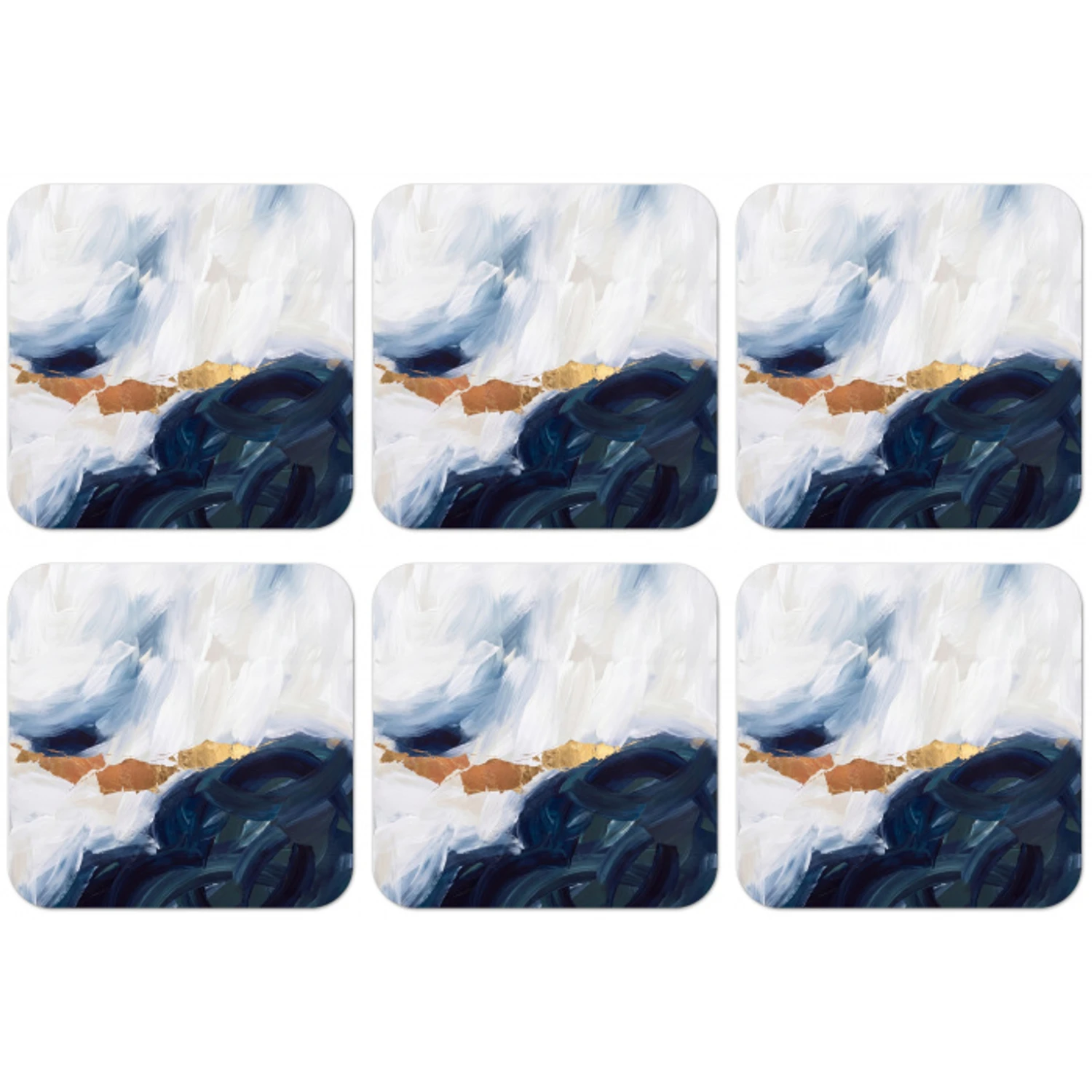 Abstract - Acryl - Blauw - Goud - Elegant onderzetter kurk middel -zkaufland3dotto
