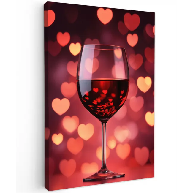 Rood - Wijn - Hartjes Tuinposter op houten frame 2 cm dik klein -3d