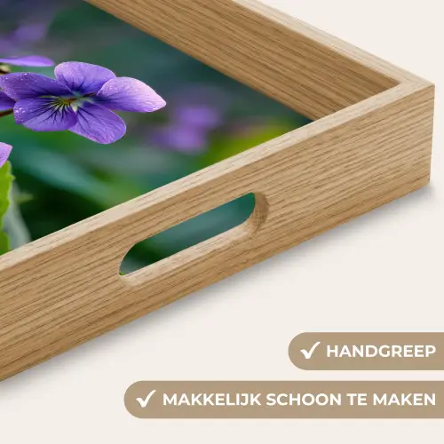 Viooltjes - Paars - Bloem - Bladeren Dienblad Rechthoek middel -USP_HandgreepNL