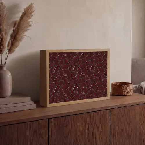 Mozaïek - Tegel - Bordeauxrood Light Box met batterij (Wandlamp) middel 907 -sfeer2