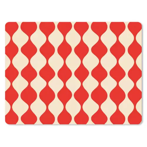 Golvend patroon - Retro - Rood - Beige muismat rubber klein 262 -3d
