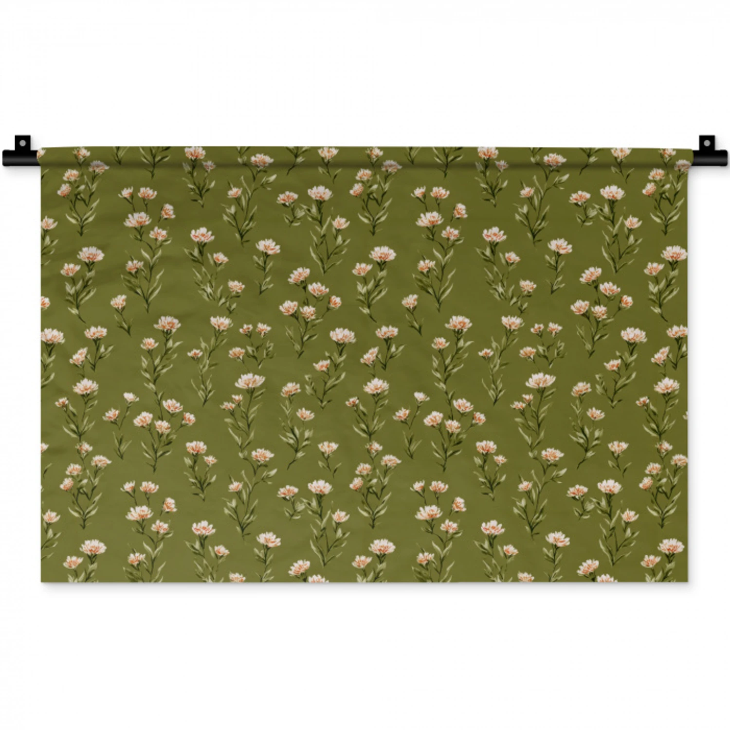 Landelijk - Bloemen -  Groen Wandkleed katoen klein 269 -zz3d