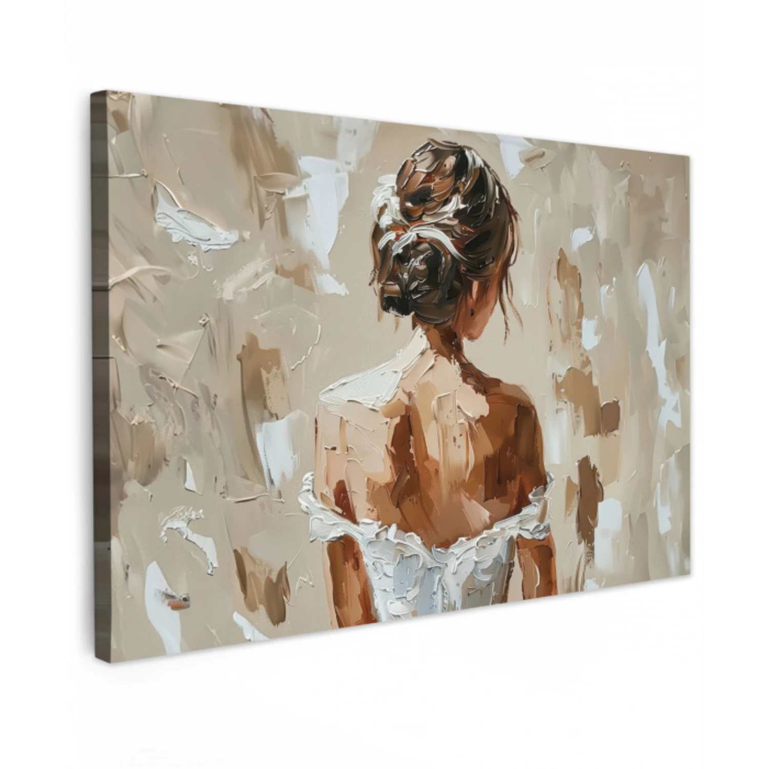 Vrouw - Verf - Abstract - Beige - Modern canvas 2cm klein -z3d