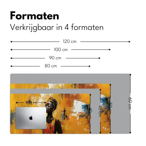 Vrouw - Ogen - Penseelstreken - Geel Muismat XXL klein -sfeer5
