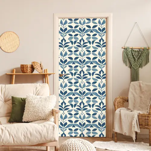 Flora - Modern - Blauw deurposter klein 289 -sfeer2