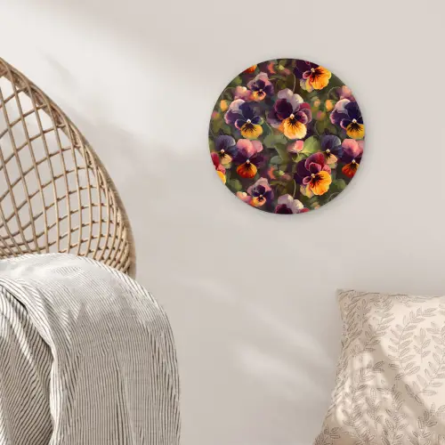 Warm - Patroon - Penseel - Viooltjes Wandcirkel kunststof plaat 5mm dik klein 188 -sfeer5