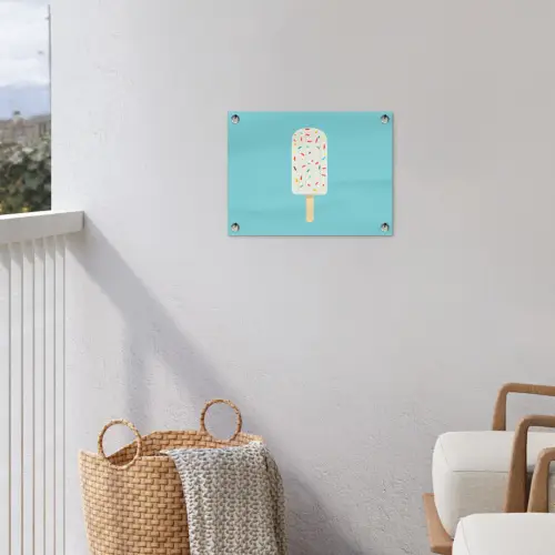 Ijsje - Stokje - Sprinkles - Lichtblauw tuinposter los doek klein -sfeer8