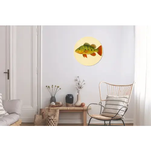 Schubben - Vis - Groen - Illustratie Wandcirkel aluminium klein -woonkamer