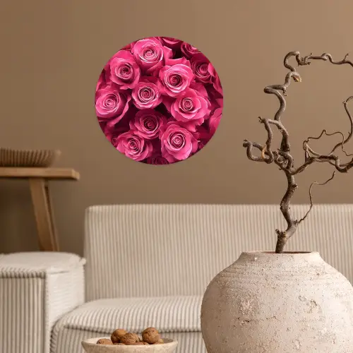 Rozen - Pink - Bloem Wandcirkel behangsticker klein -sfeer1