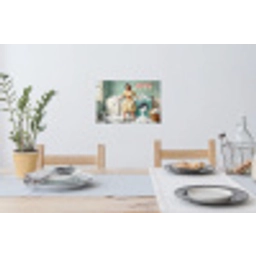 Retro - Blauw - Vrouw Muursticker klein -eettafel
