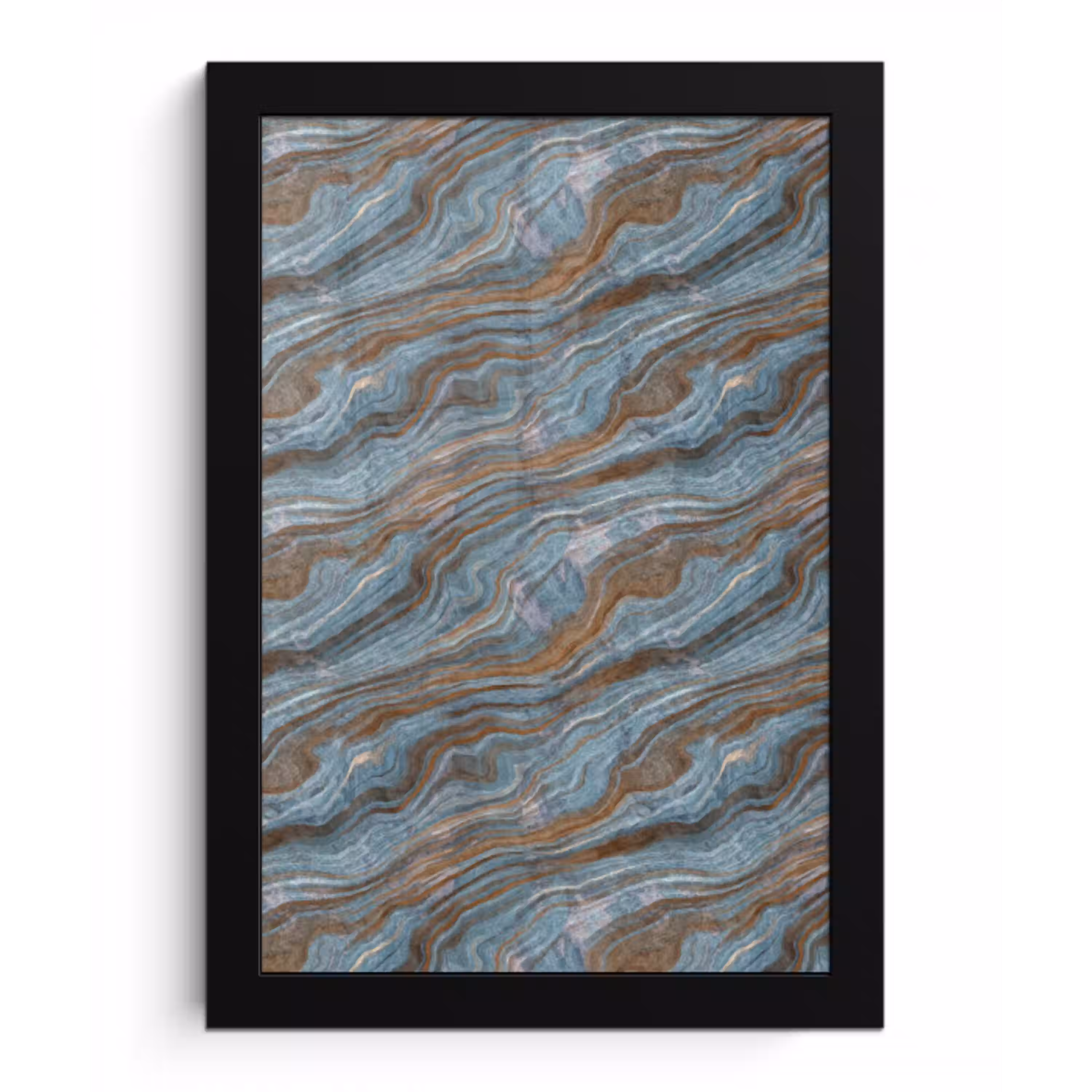 Patroon - Steen - Blauw fotolijst zwart zonder passe partout klein 224 -3d