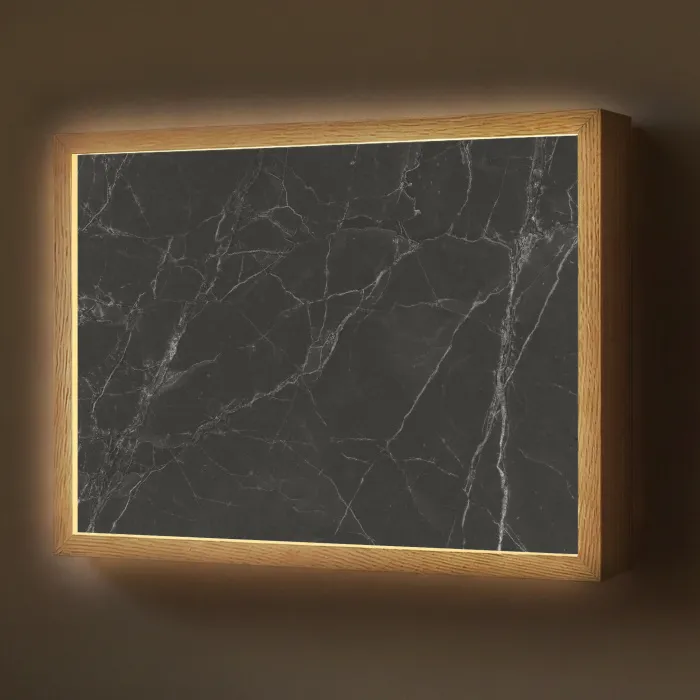Marmer - Zwart Light Box met batterij (Wandlamp) middel -z3d_website