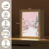 Kerstdorp - Roze - Winter - Sneeuw - Huizen Light Box met kabel (Tafellamp) klein -USP_NL