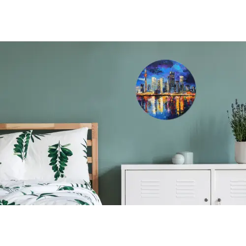 Skyline Toronto - Modern - Stadslicht - Blauw Wandcirkel aluminium klein -slaapkamer