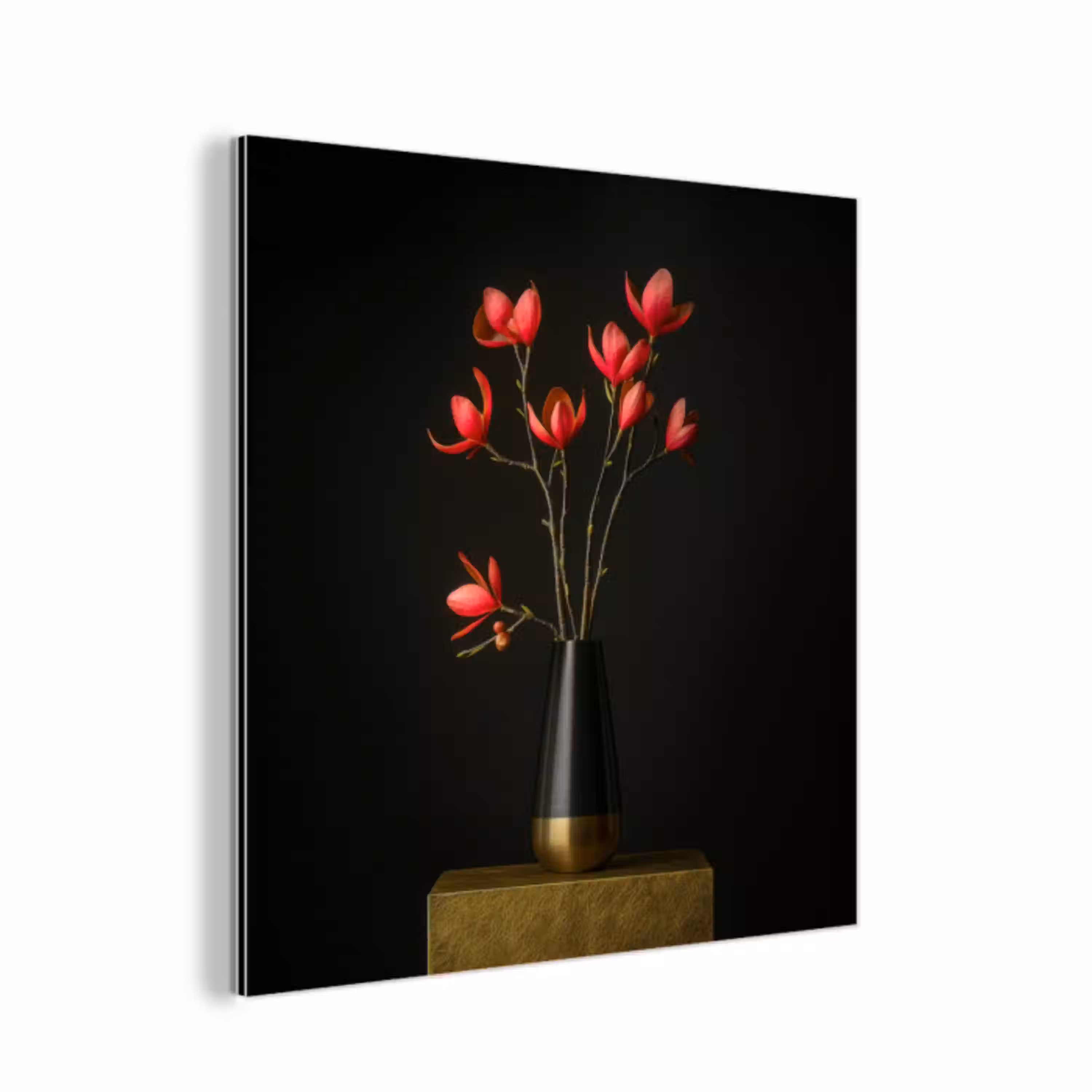 Rode - Bloemen - Vaas aluminium wit klein -3d