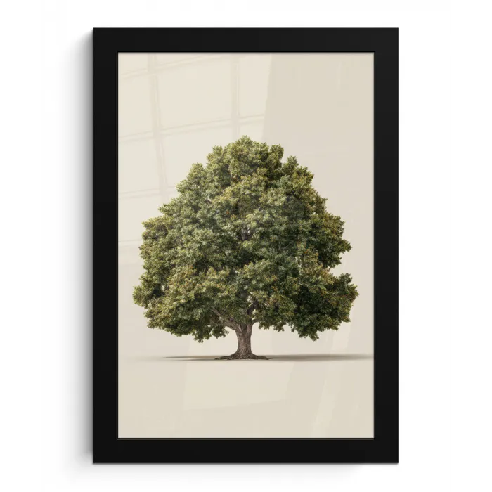 Eikenboom - Groen - Lichte achtergrond fotolijst zwart zonder passe partout klein -3d