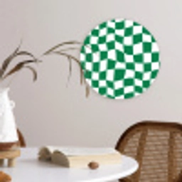 Schaakbord - Golvend - Groen Wandcirkel kunststof plaat 5mm dik klein 188 -sfeer4