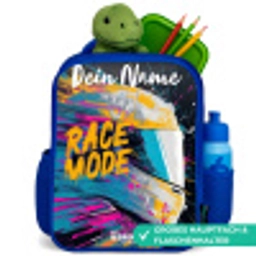 Racehelm - Abstract - Verf - Kleurrijk Kinderrugzak - Blauw middel -inhoud_DE
