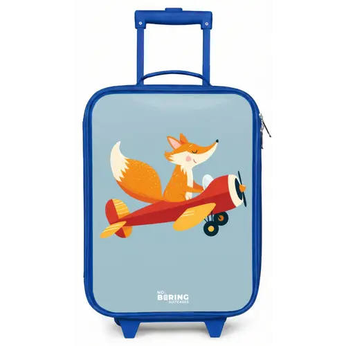 Vos - Vliegtuig -  Vliegen Kinderkoffer - Blauw klein -zz3dotto