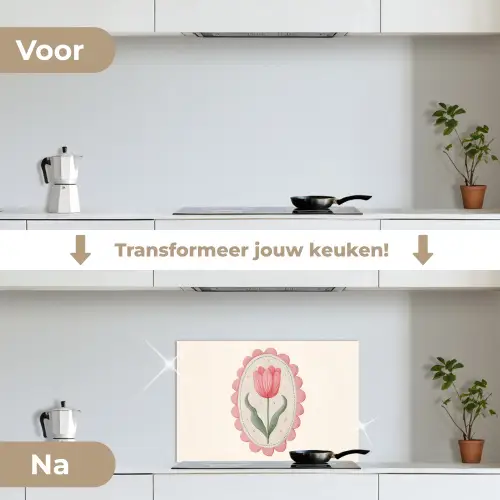 Tulp - Lijst - Ovaal - Illustratie keuken achterwand spatscherm klein -voor_na_NL