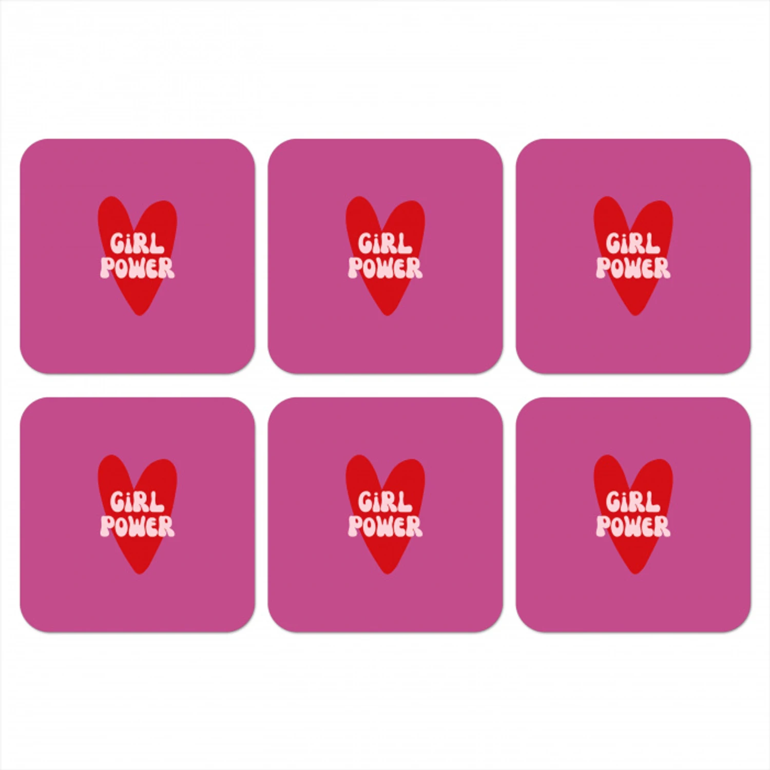 Girl power - Hart - Roze - Rood onderzetter kurk middel -3d