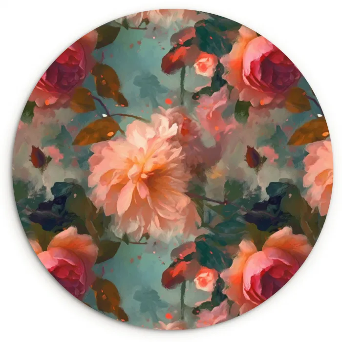 Roze - Patroon - Bloemen Wandcirkel kunststof plaat 5mm dik klein 188 -3d