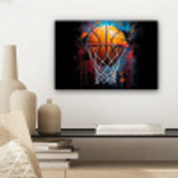 Graffiti - Basketbal - Sport - Zwart - Street art canvas 2cm klein -sfeer6