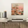 Roze landschap - Palmen - Water aluminium wit klein -sfeer1