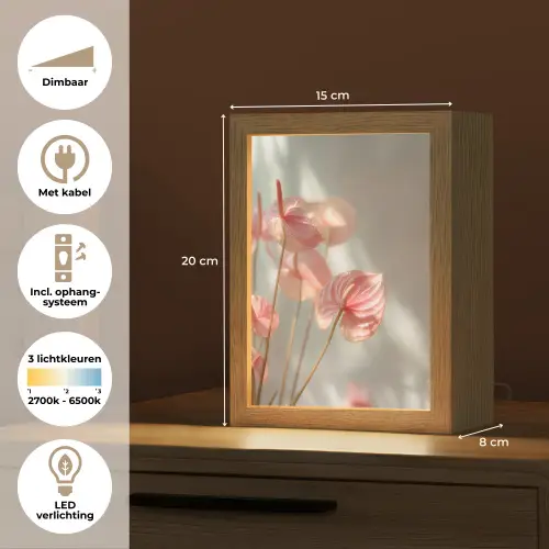 Bloemen - Stelen - Roze - Schaduw Light Box met kabel (Tafellamp) klein -USP_NL