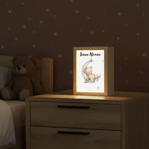 Beer - Maan - Sterren - Kinderen Light Box met kabel (Kinderlampje) klein -sfeer1_kind